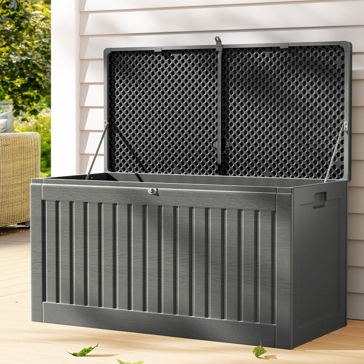 270L Polypropylene Outdoor Storage Box - Grey - Homecoze