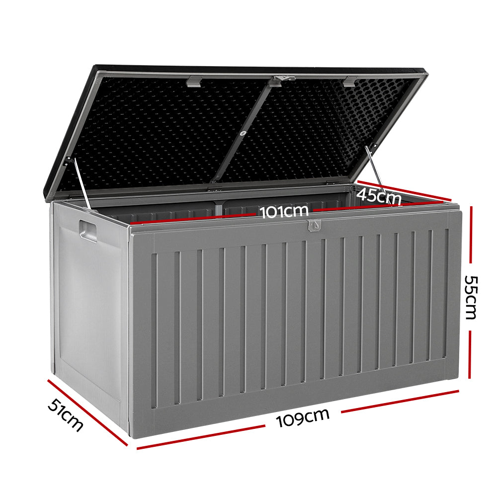 270L Polypropylene Outdoor Storage Box - Grey - Homecoze