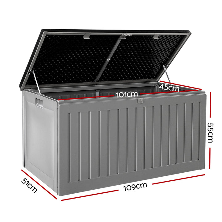 270L Polypropylene Outdoor Storage Box - Grey - Homecoze
