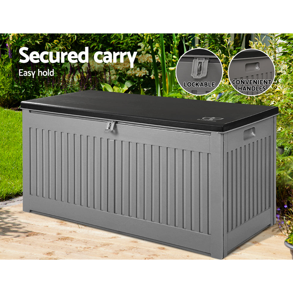 270L Polypropylene Outdoor Storage Box - Grey - Homecoze