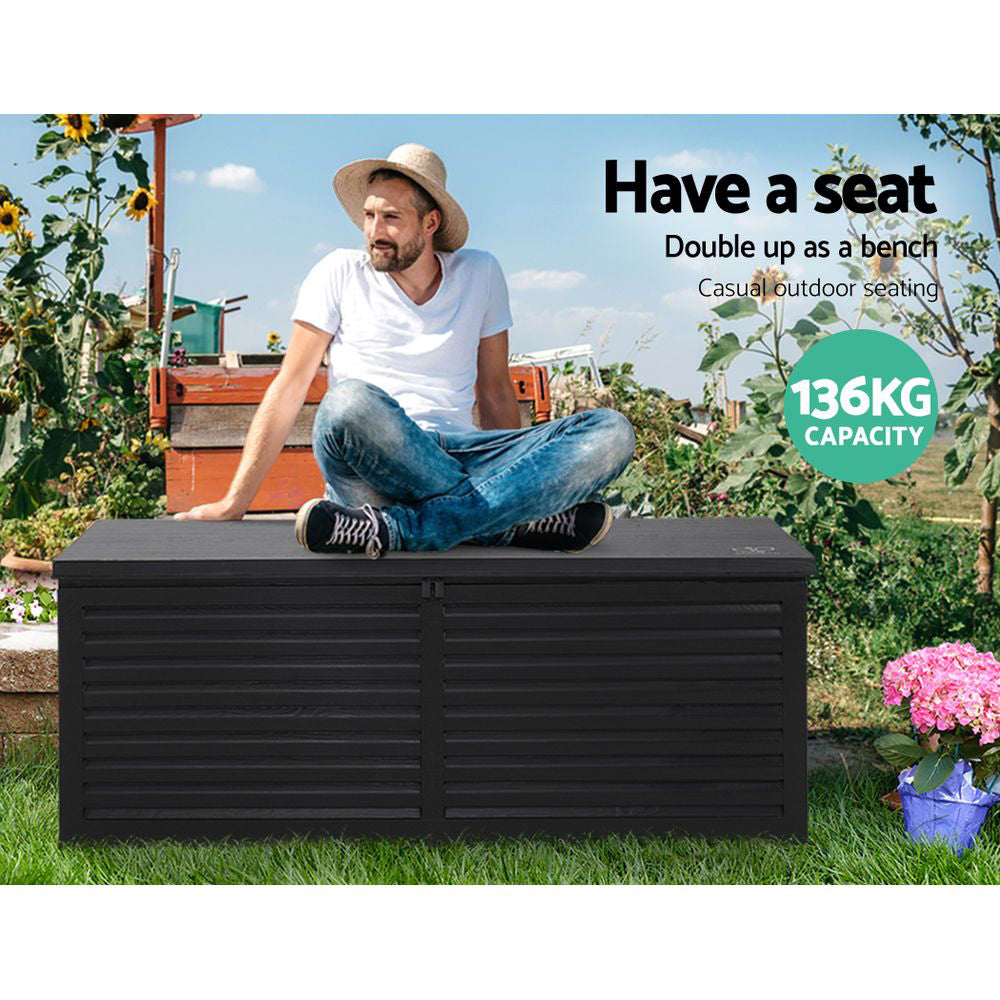 390L Polypropylene Outdoor Storage Box - Black - Homecoze