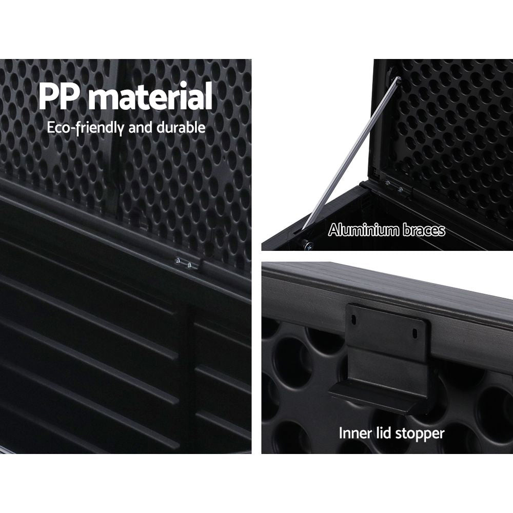 390L Polypropylene Outdoor Storage Box - Black - Homecoze