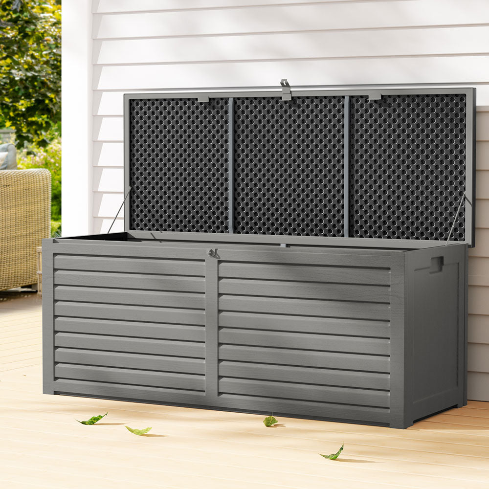 390L Polypropylene Outdoor Storage Box - Grey - Homecoze