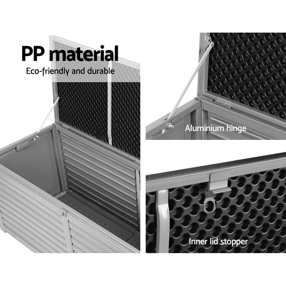 390L Polypropylene Outdoor Storage Box - Grey - Homecoze
