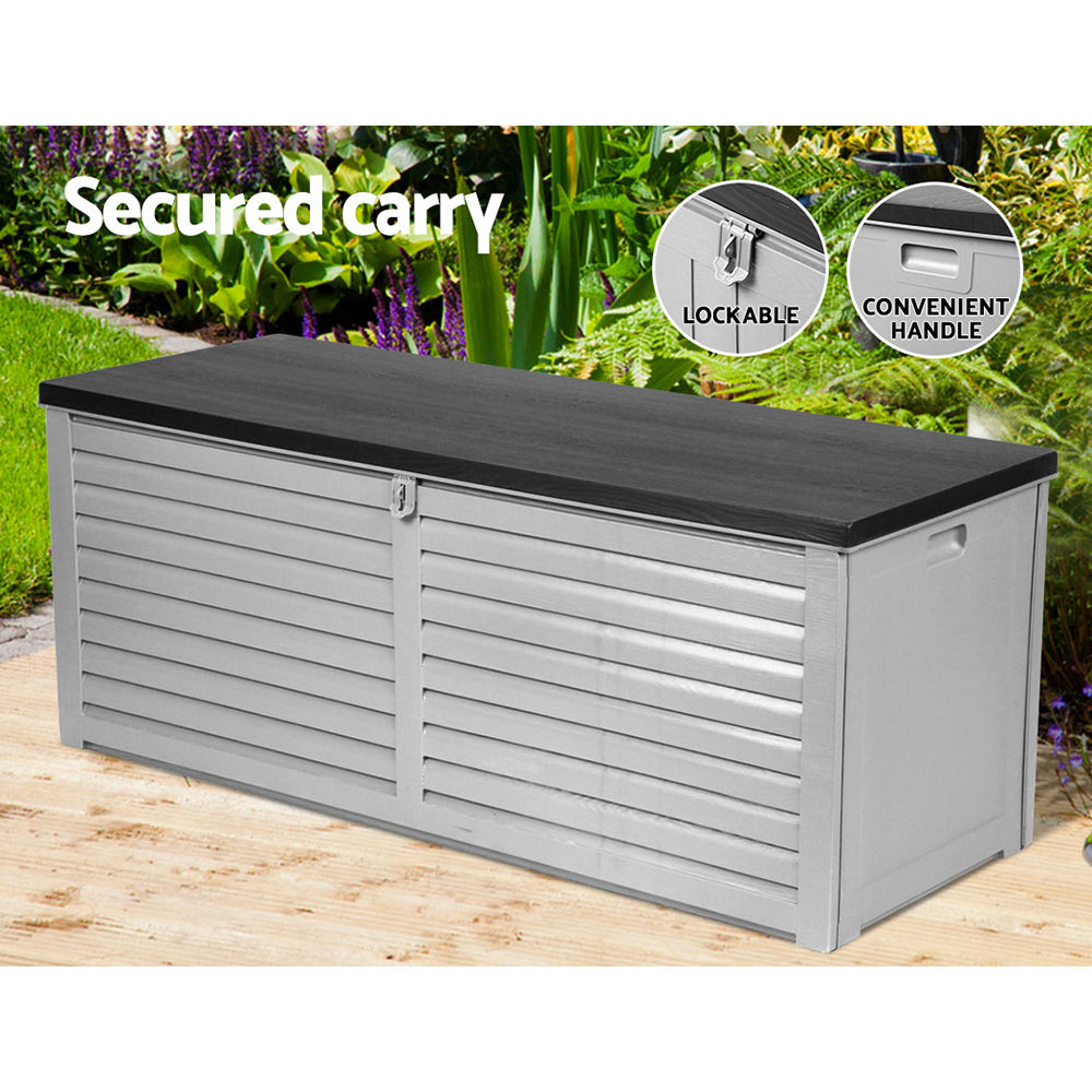 390L Polypropylene Outdoor Storage Box - Grey - Homecoze