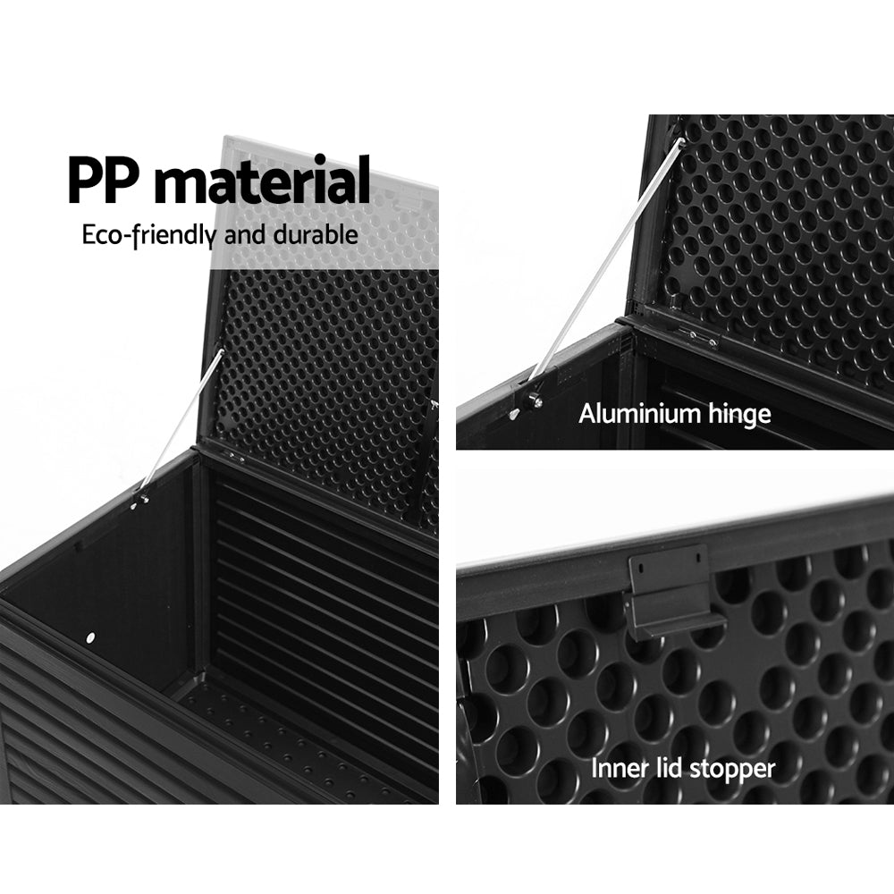 490L Polypropylene Outdoor Storage Box - Black - Homecoze