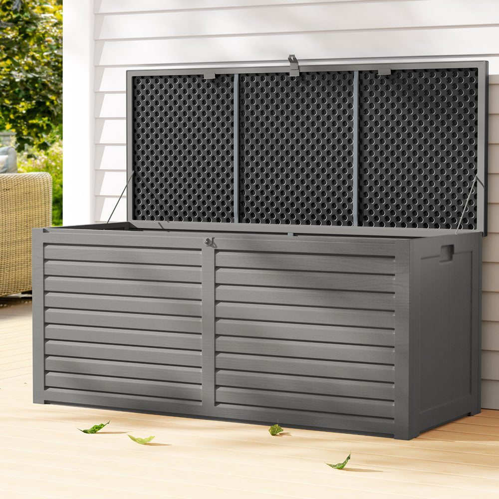 490L Polypropylene Outdoor Storage Box - Grey - Homecoze