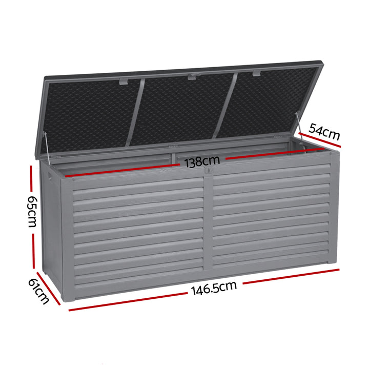 490L Polypropylene Outdoor Storage Box - Grey - Homecoze