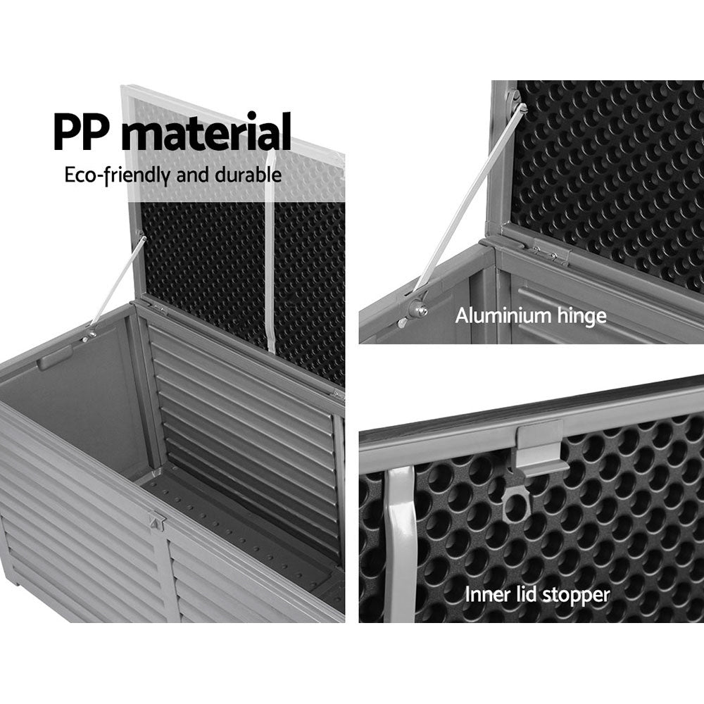 490L Polypropylene Outdoor Storage Box - Grey - Homecoze