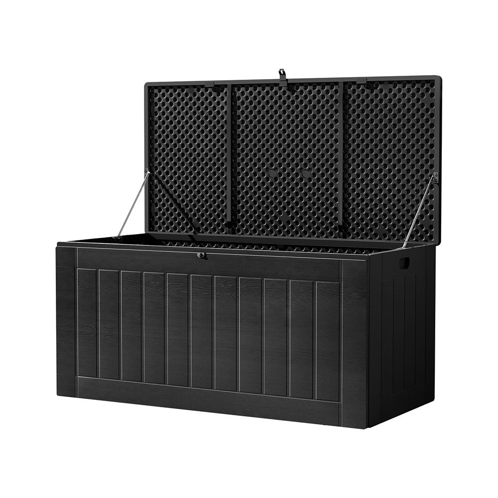 830L Large Outdoor Chest Polypropylene Garden Storage Box - Black - Homecoze