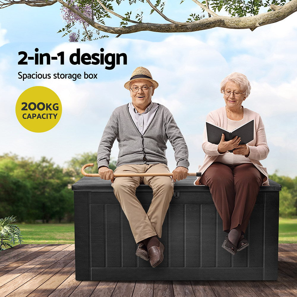 830L Large Outdoor Chest Polypropylene Garden Storage Box - Black - Homecoze