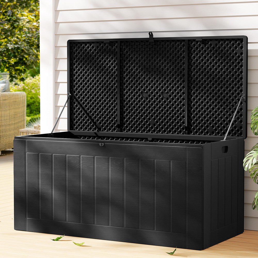 830L Large Outdoor Chest Polypropylene Garden Storage Box - Black - Homecoze