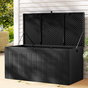 830L Large Outdoor Chest Polypropylene Garden Storage Box - Black - Homecoze