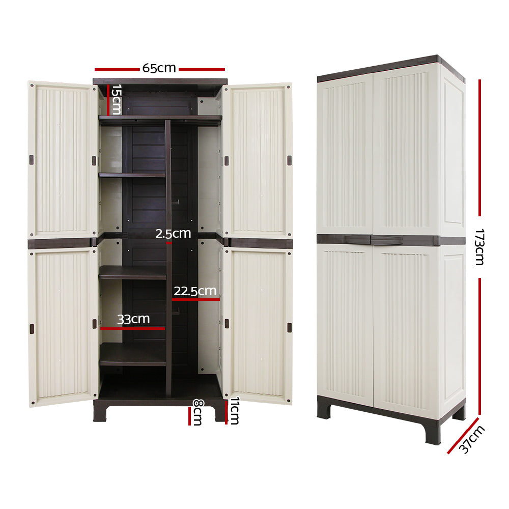 Outdoor Storage Cabinet Lockable Garage Shed Cupboard 173cm - Homecoze