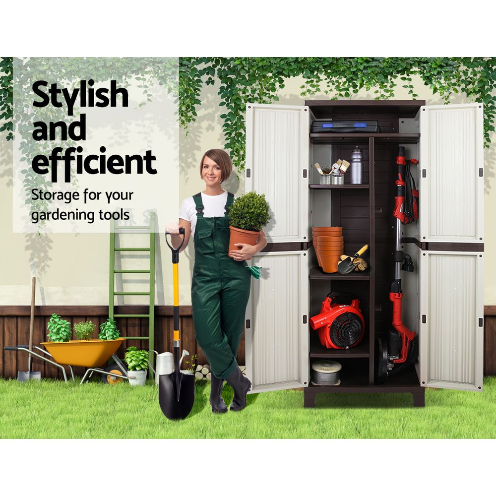Outdoor Storage Cabinet Lockable Garage Shed Cupboard 173cm - Homecoze