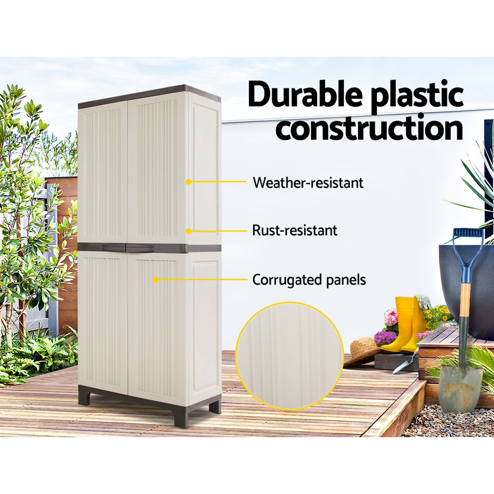 Outdoor Storage Cabinet Lockable Garage Shed Cupboard 173cm - Homecoze