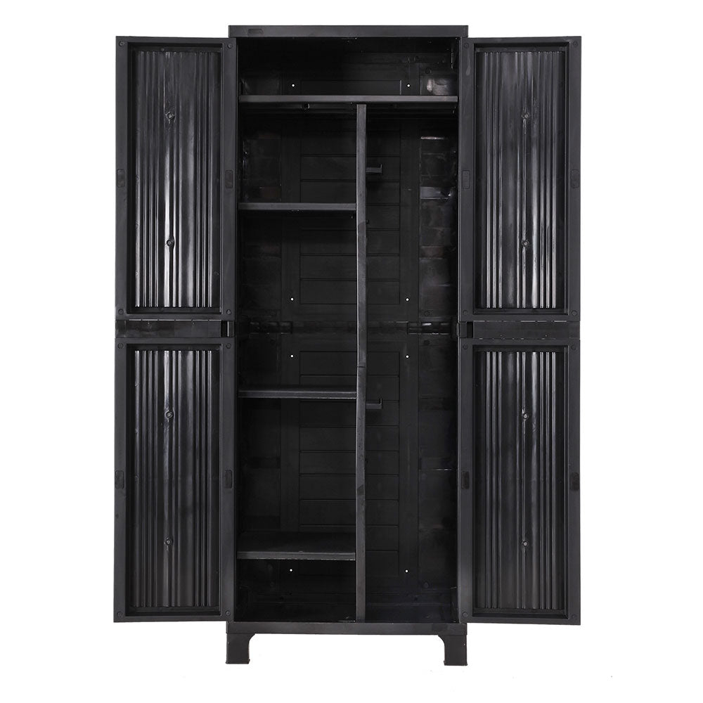 Outdoor Storage Cabinet Lockable Garage Shed Cupboard 173cm Black - Homecoze