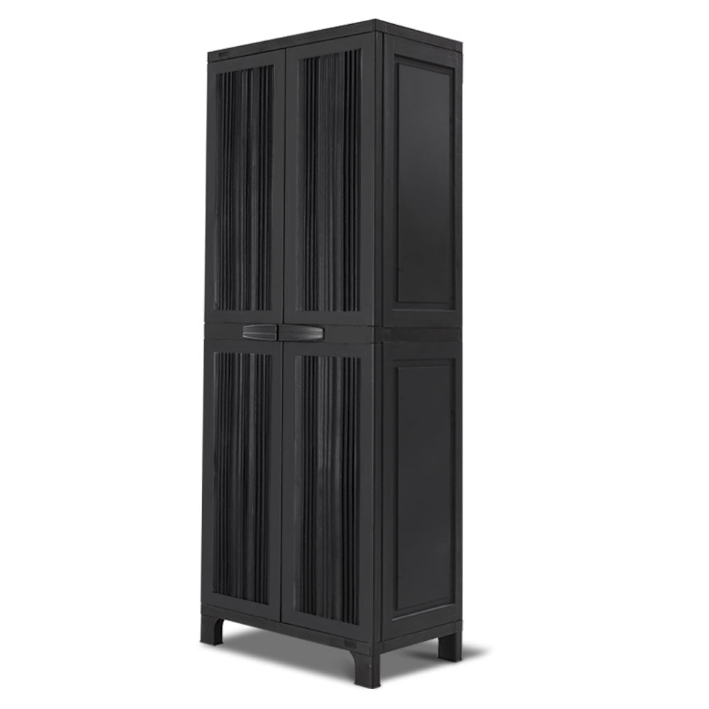 Outdoor Storage Cabinet Lockable Garage Shed Cupboard 173cm Black - Homecoze