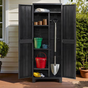 Outdoor Storage Cabinet Lockable Garage Shed Cupboard 173cm Black - Homecoze