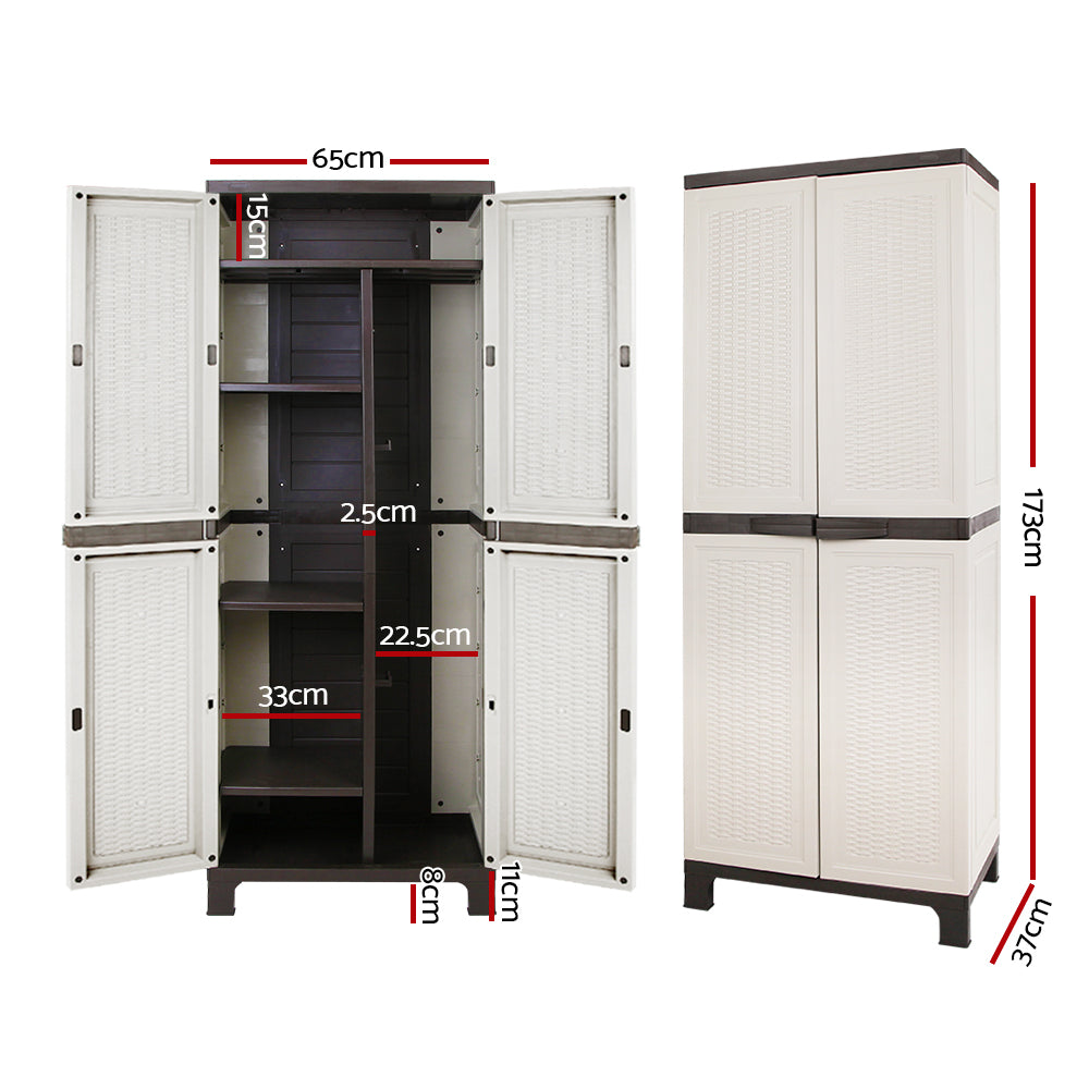 Outdoor Storage Cabinet Lockable Garage Shed Cupboard 173cm - Homecoze