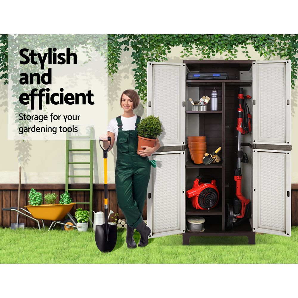 Outdoor Storage Cabinet Lockable Garage Shed Cupboard 173cm - Homecoze
