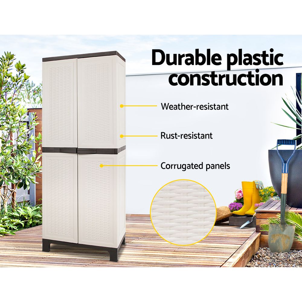 Outdoor Storage Cabinet Lockable Garage Shed Cupboard 173cm - Homecoze
