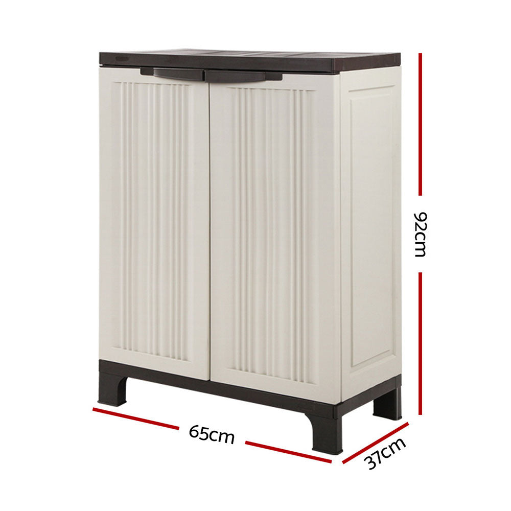 Outdoor Half Size Storage Cabinet Lockable Garage Shed Cupboard 92cm - Homecoze