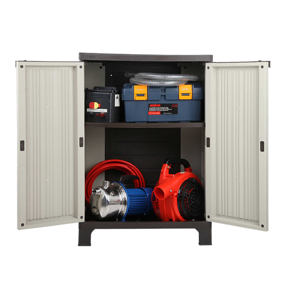 Outdoor Half Size Storage Cabinet Lockable Garage Shed Cupboard 92cm - Homecoze