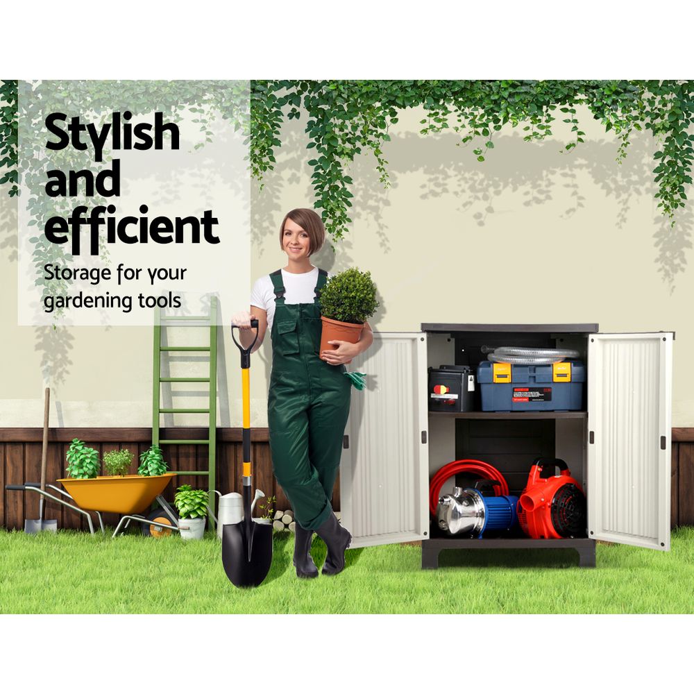 Outdoor Half Size Storage Cabinet Lockable Garage Shed Cupboard 92cm - Homecoze