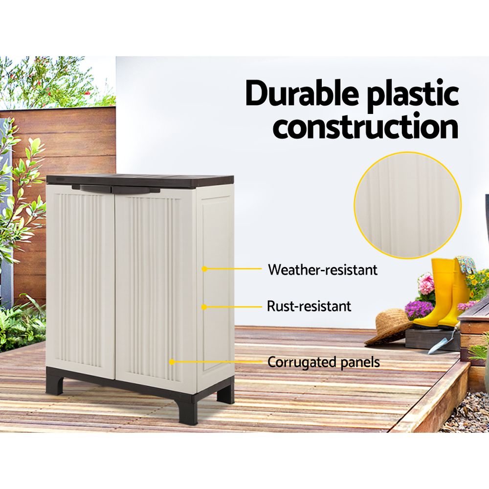 Outdoor Half Size Storage Cabinet Lockable Garage Shed Cupboard 92cm - Homecoze