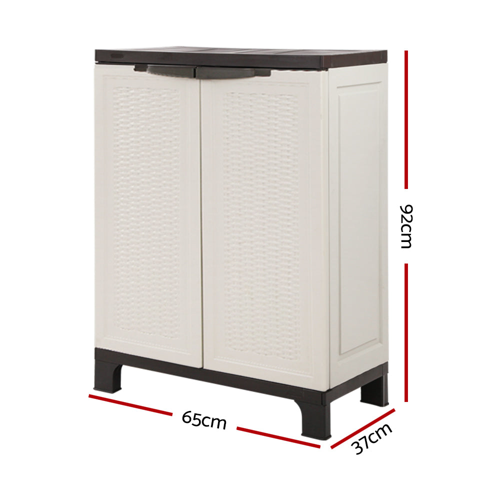 Outdoor Half Size Storage Cabinet Lockable Garage Shed Cupboard 92cm - Homecoze