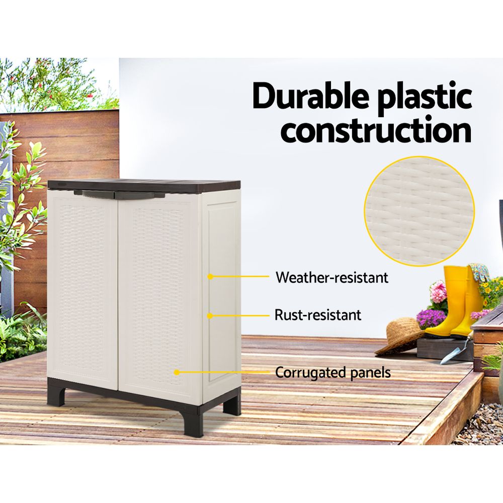 Outdoor Half Size Storage Cabinet Lockable Garage Shed Cupboard 92cm - Homecoze