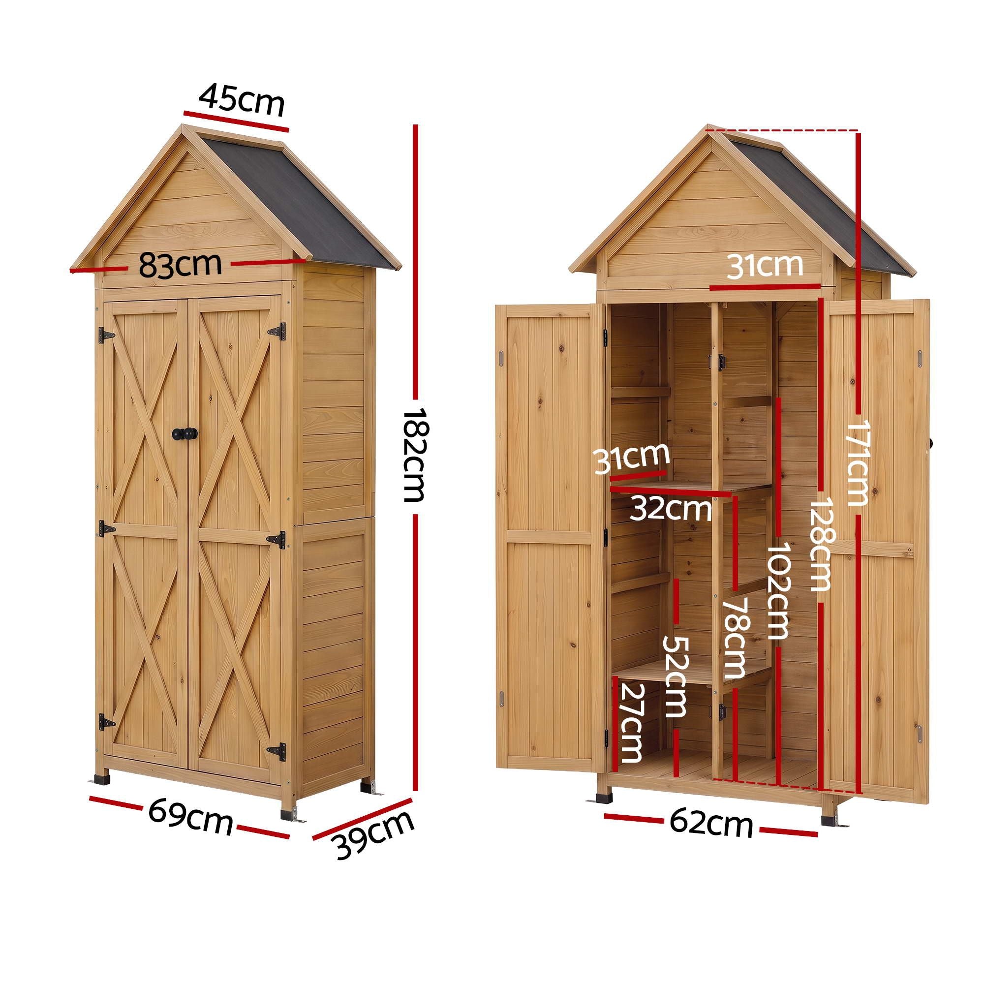 Outdoor Wooden Garden Storage Cabinet - Pine
