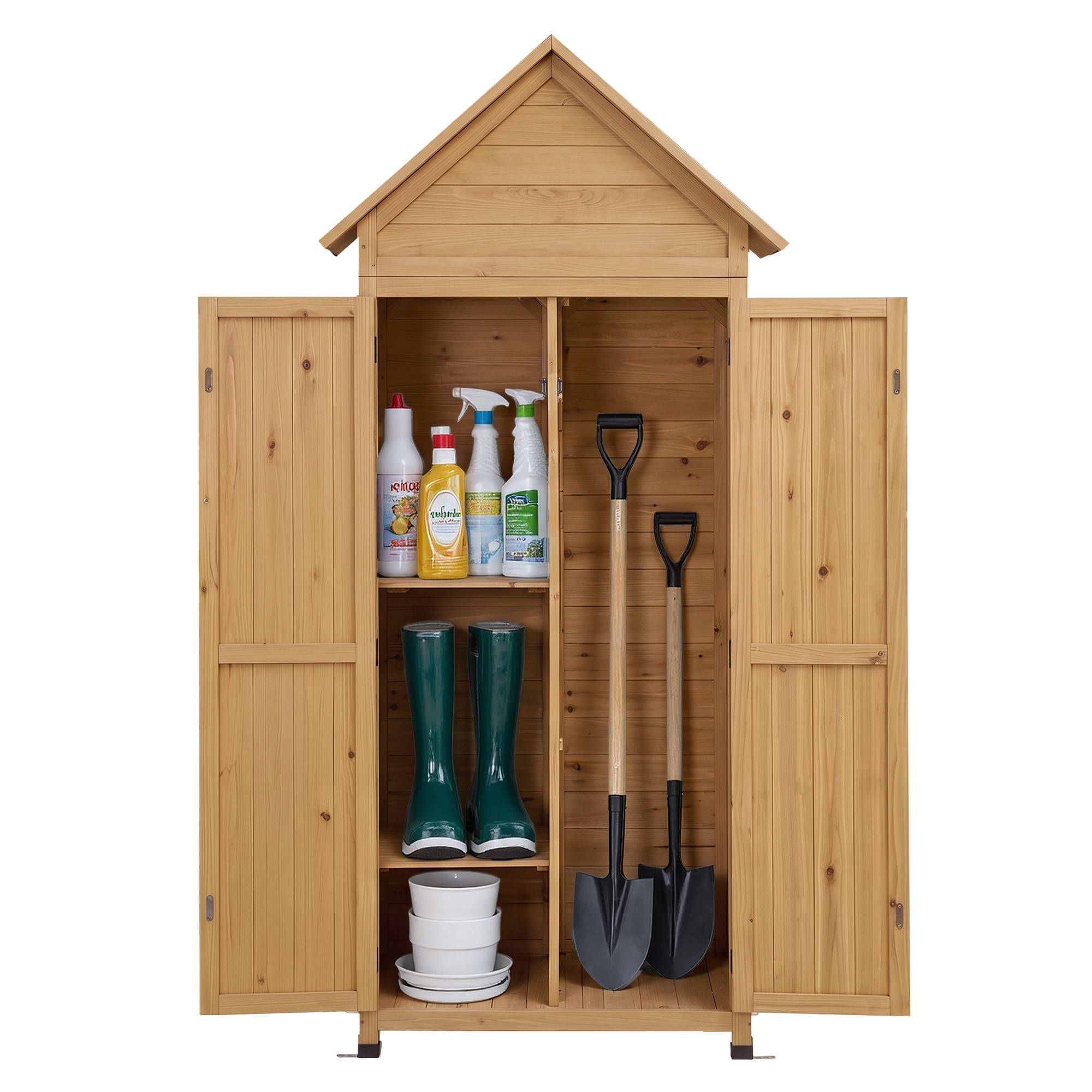 Outdoor Wooden Garden Storage Cabinet - Pine