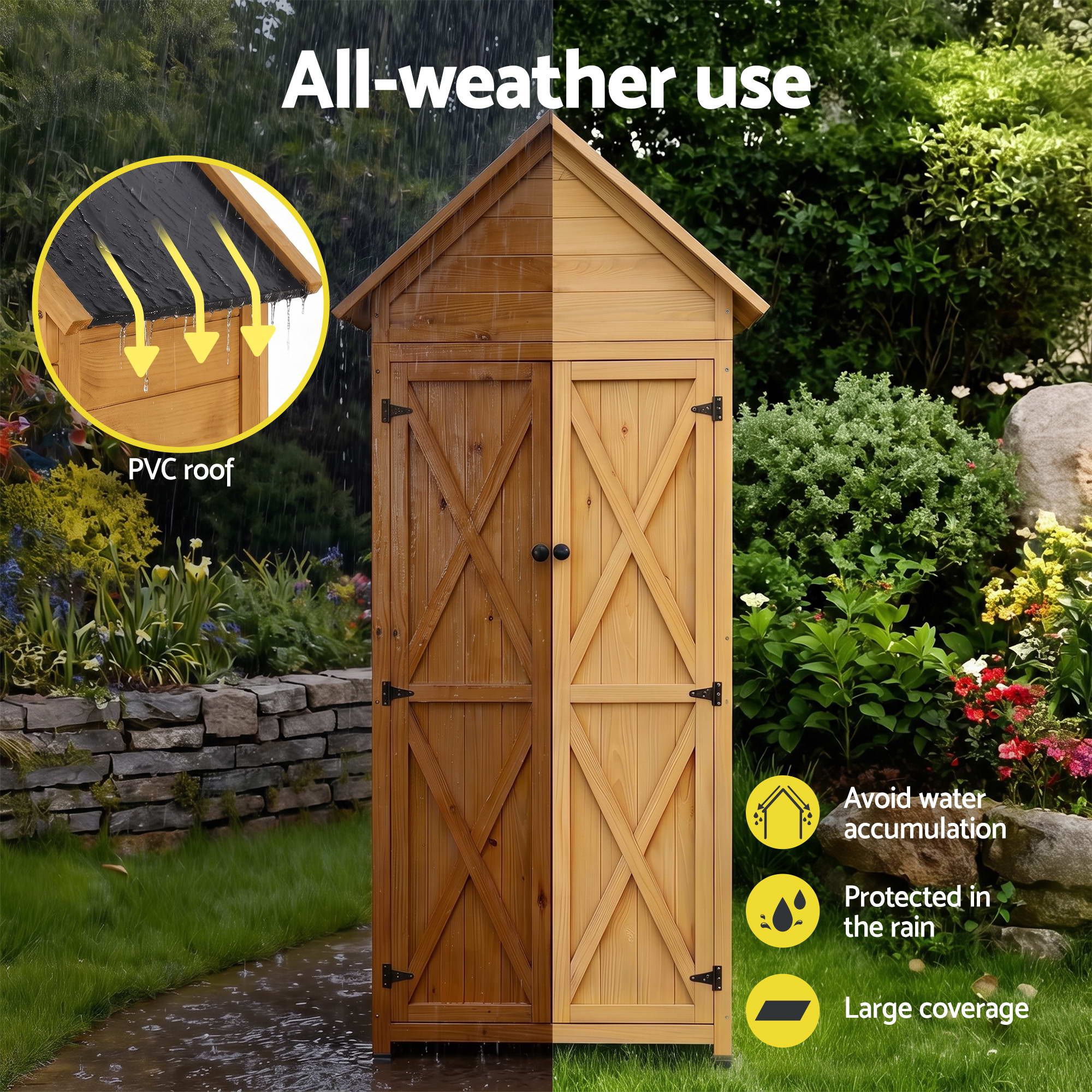 Outdoor Wooden Garden Storage Cabinet - Pine