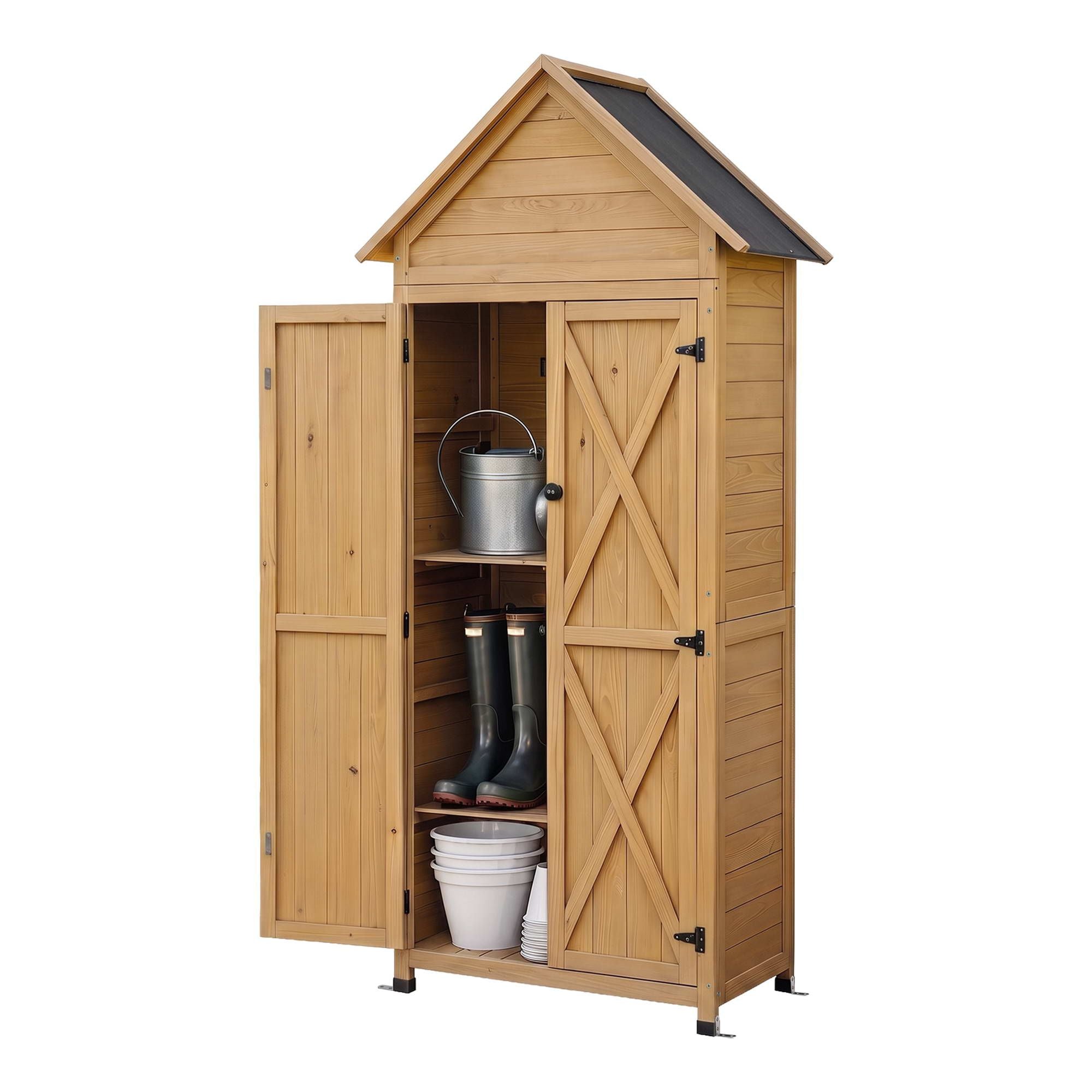 Outdoor Wooden Garden Storage Cabinet - Pine