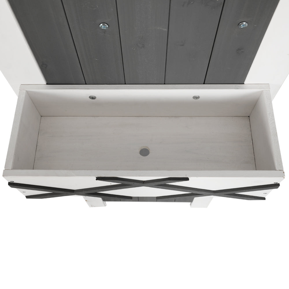 Outdoor Cottage Shed Garden Storage Cabinet - Grey/White - Homecoze