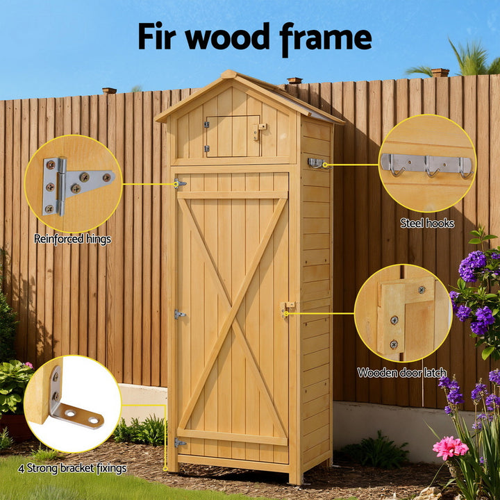Outdoor Wooden Garden Storage Cabinet - Natural - Homecoze