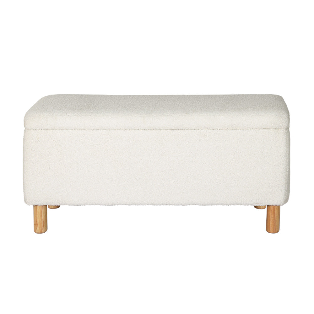 Premium Boucle Teddy Fabric 99cm Storage Chest Ottoman Blanket Box - Homecoze