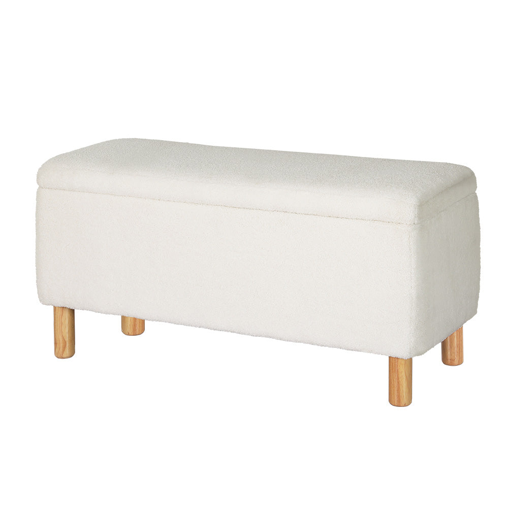 Premium Boucle Teddy Fabric 99cm Storage Chest Ottoman Blanket Box - Homecoze