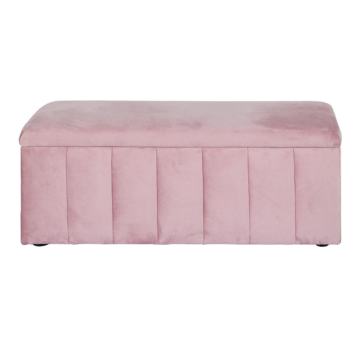 Premium Velvet 100cm Storage Chest Ottoman Blanket Box - Pink - Homecoze