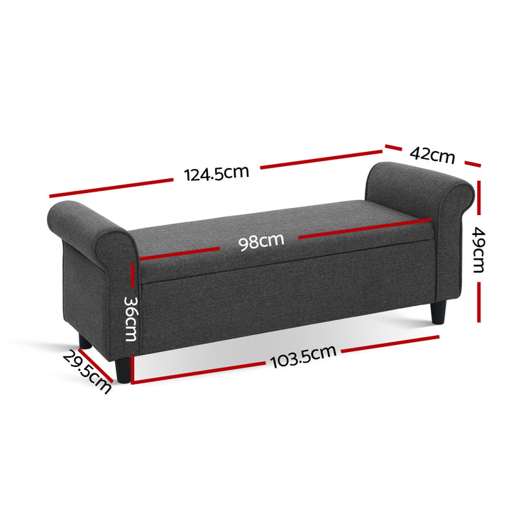 Fabric Storage Ottoman Bench Seat 125cm - Charcoal - Homecoze