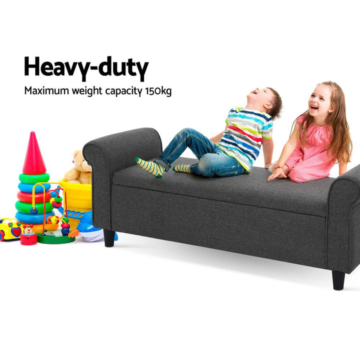 Fabric Storage Ottoman Bench Seat 125cm - Charcoal - Homecoze