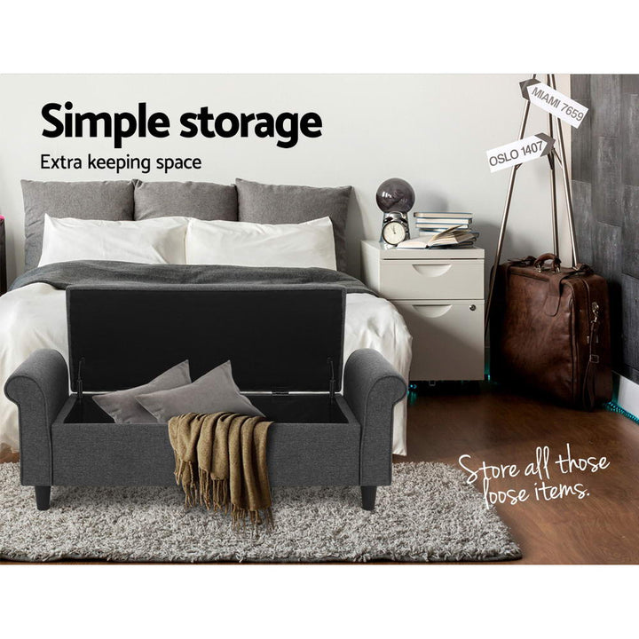 Fabric Storage Ottoman Bench Seat 125cm - Charcoal - Homecoze