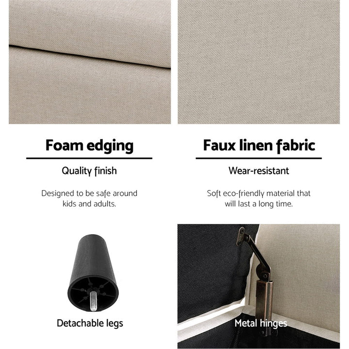 Fabric Storage Ottoman Bench Seat 125cm - Beige - Homecoze