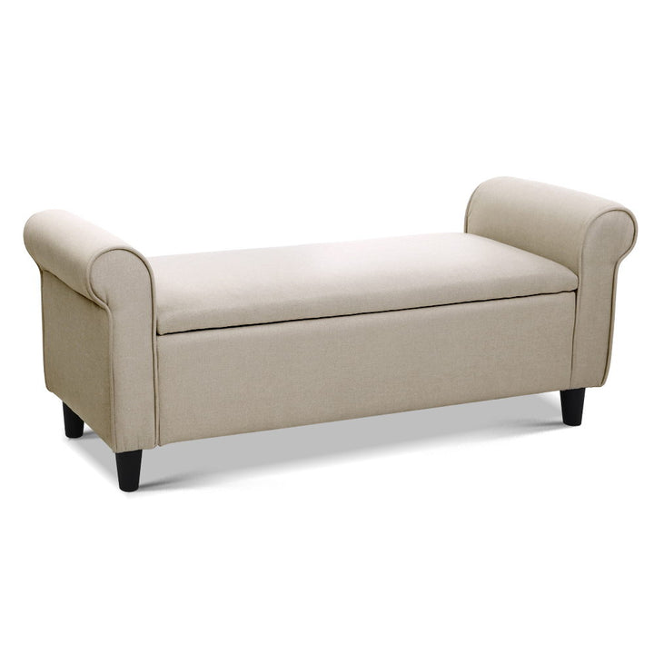 Fabric Storage Ottoman Bench Seat 125cm - Beige - Homecoze