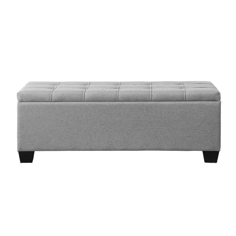 Large 97cm Storage Ottoman Blanket Box - Light Grey Linen Fabric - Homecoze