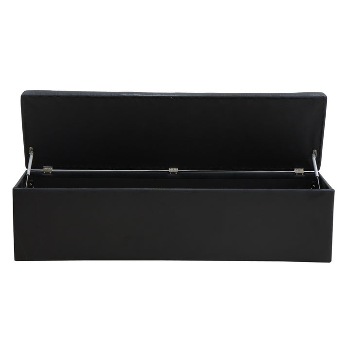 Extra Large 140cm Storage Ottoman Blanket Box - Black Faux Leather - Homecoze
