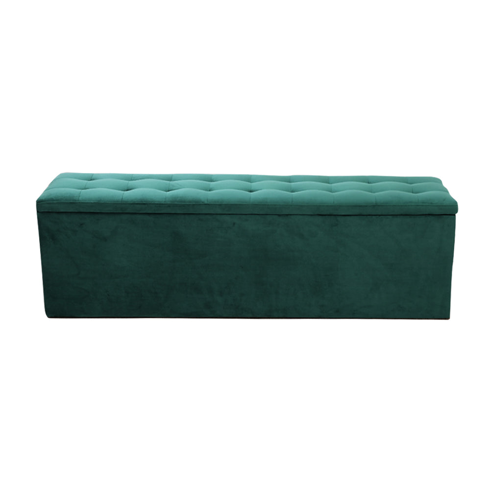 Extra Large 140cm Storage Ottoman Blanket Box - Emerald Green Velvet - Homecoze