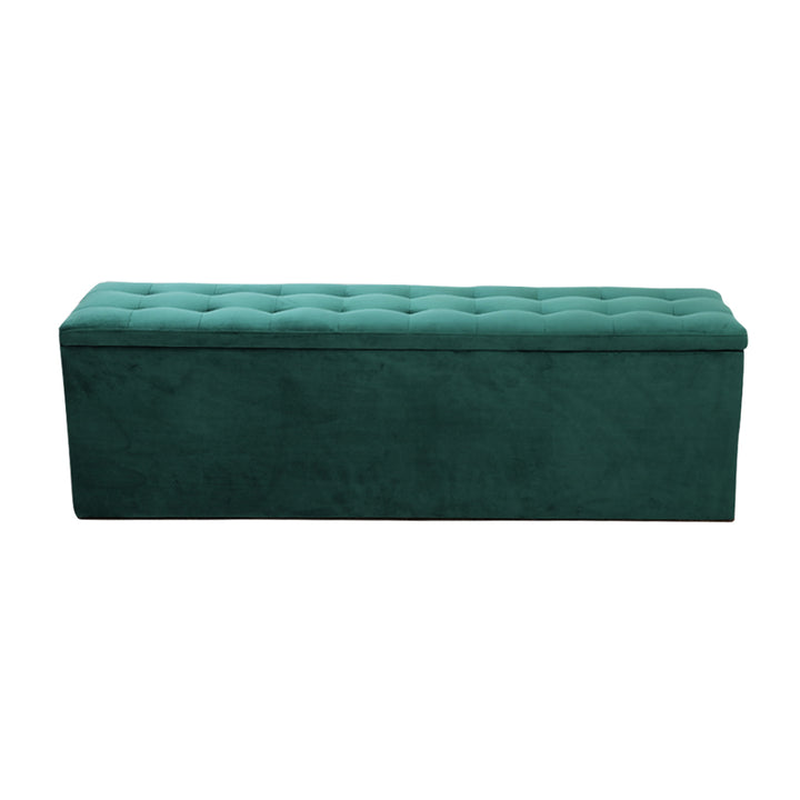 Extra Large 140cm Storage Ottoman Blanket Box - Emerald Green Velvet - Homecoze